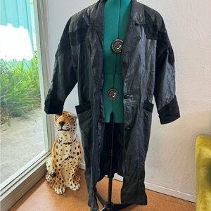 Vintage 80’s Black Leather and Suede Coat - S